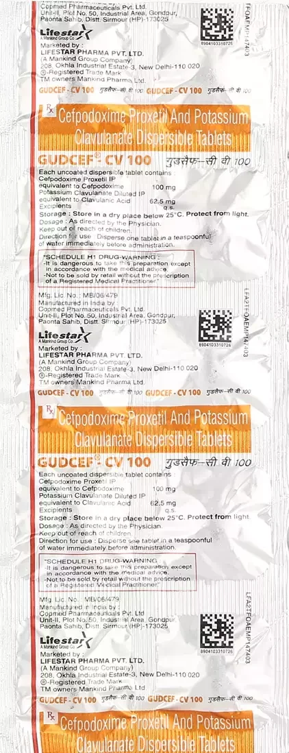 Gudcef-CV 100 Peppermint Tablet 10
