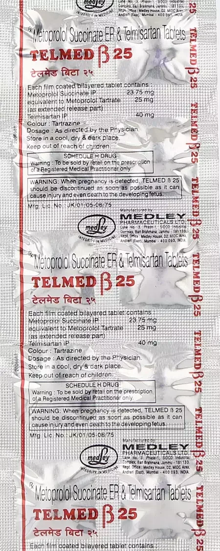 Telmed Beta 25 Tablet 10